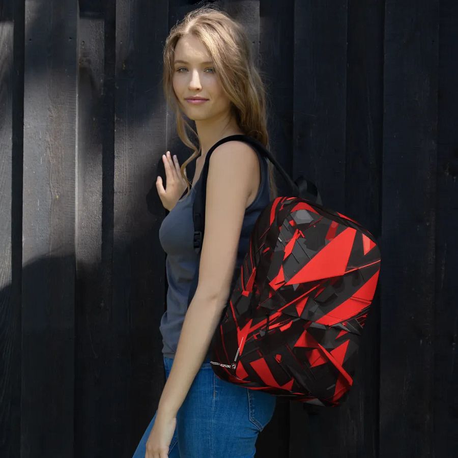 Dynamic Abstract Fragmented Red - All-Over Print Backpack product image (7)