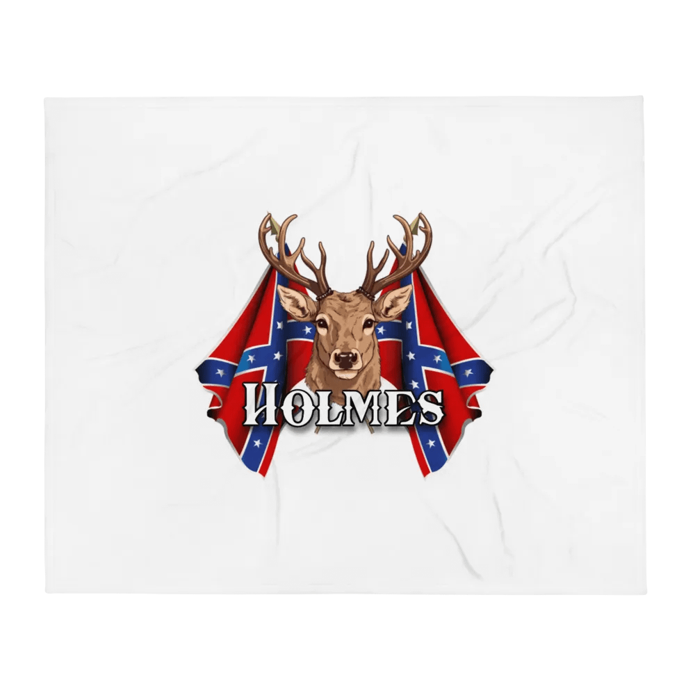 "Holmes" Last Name Rebel Redneck Deer - Throw Blanket product image (1)