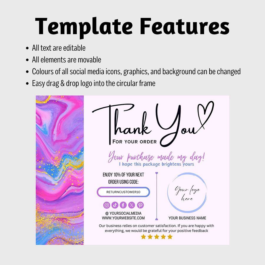 Unicorn - Thank You Card Template product image (7)