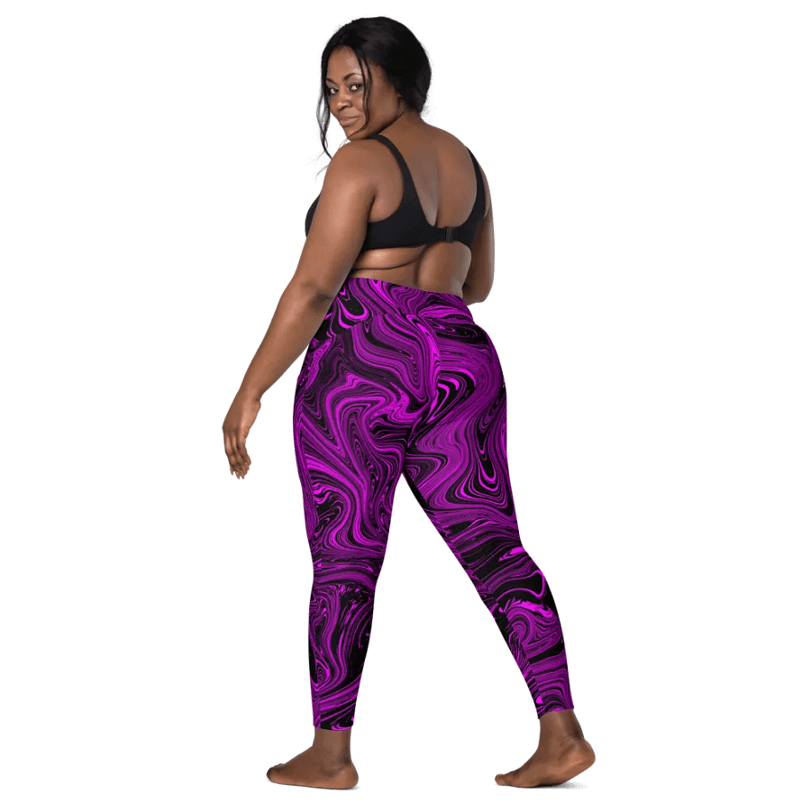 Leggings with Pockets - Purple and Black Fluid Swirls product image (8)