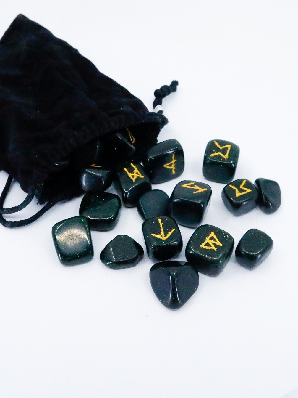 Green Goldstone Crystal Rune Stone Set product image (1)