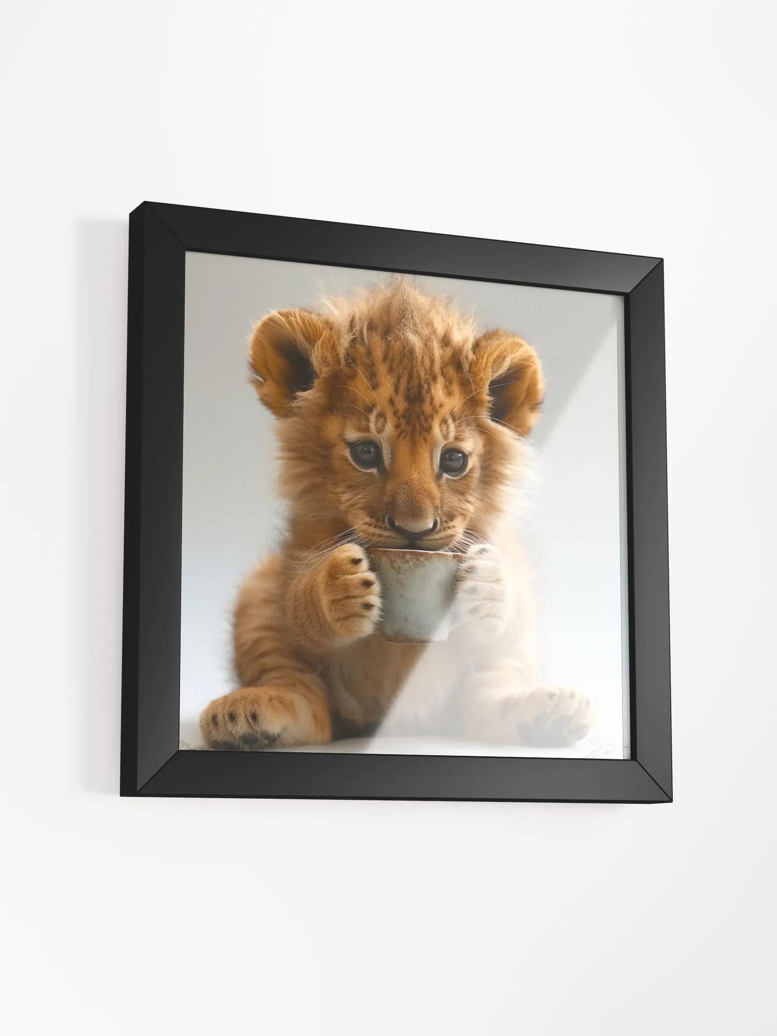 Coffee Lover Cute Baby Lion Cub Wall Art product image (24)