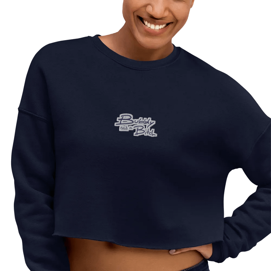 Bubbly and a B*tch (navy & white thread) embroidered fleece crop crew product image (7)