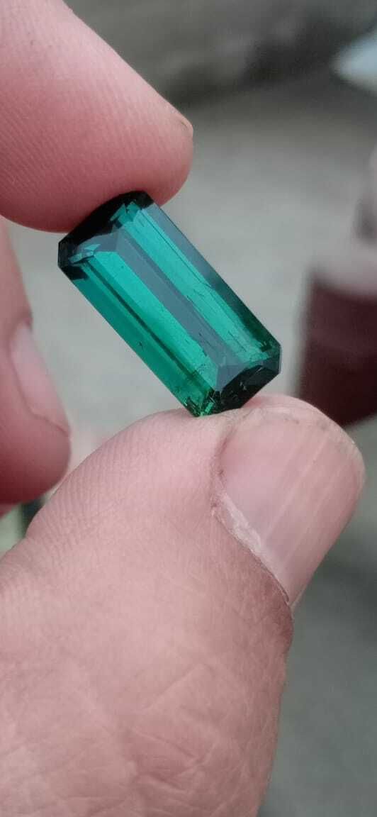 TOURMALINE GREEN/BLUE COLOR EMERALD CUT LOOSE GEMSTONE FROM AFGHANISTAN, 8 CARAT product image (4)