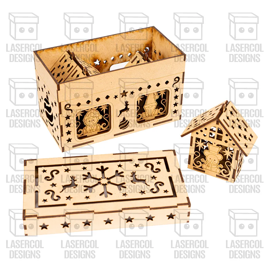Christmas Ornaments Houses Box Set 2 - Laser Cut Files product image (3)