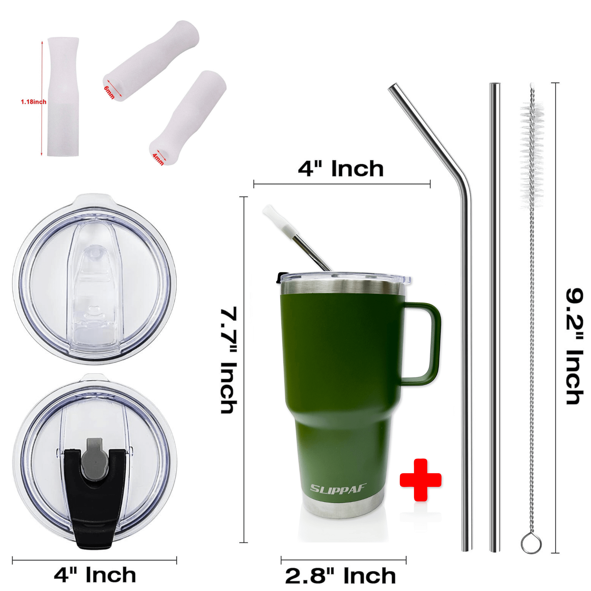 2 pack Tumbler 20 + 30 Oz With Handle, Lid and Straw (Green) product image (6)