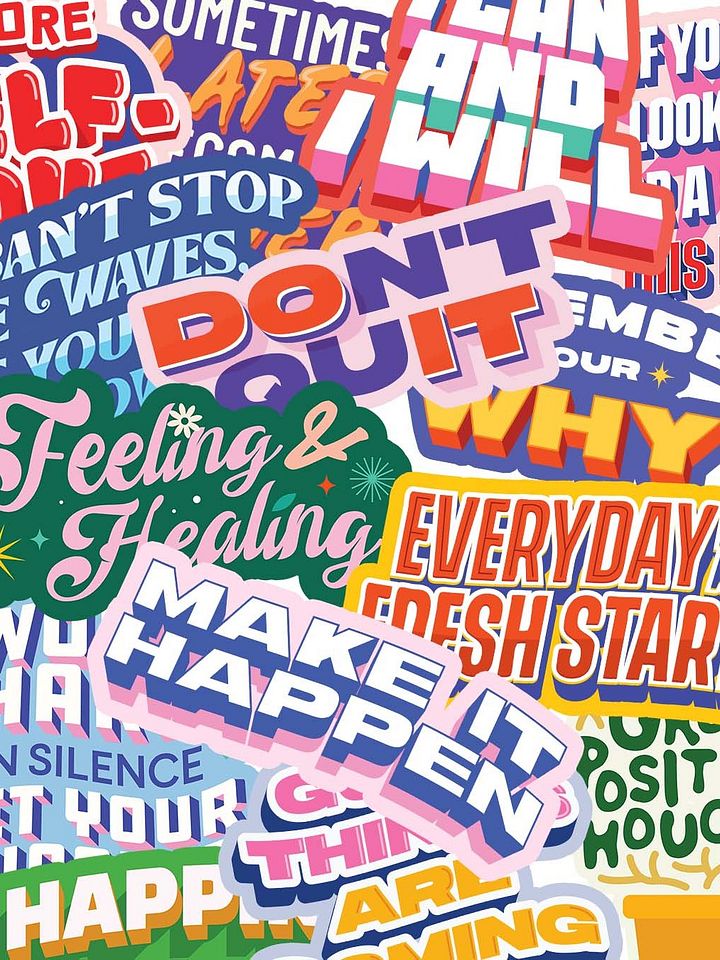 22 Typographic Sticker Design Bundle - Instant Digital Download product image (1)