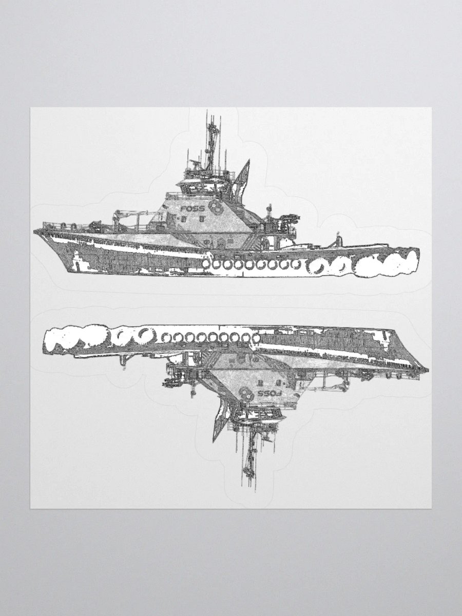 1 Foss Tugboat Sketch Kiss Cut Stickers product image (1)