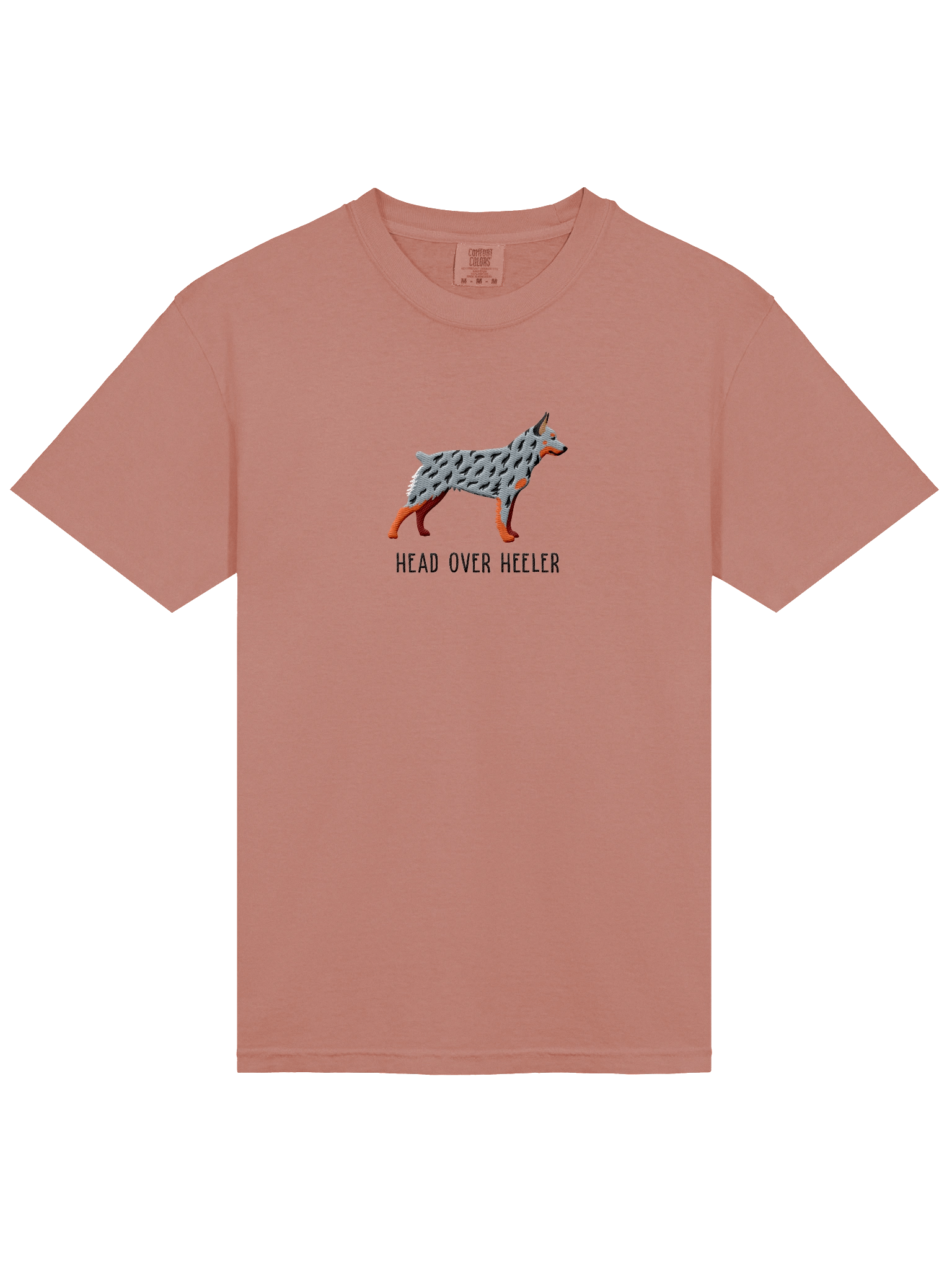 Head Over Heeler T-Shirt(Embroidered) of an Australian Cattle Dog(Blue Heeler 2, Docked Tail) product image (13)