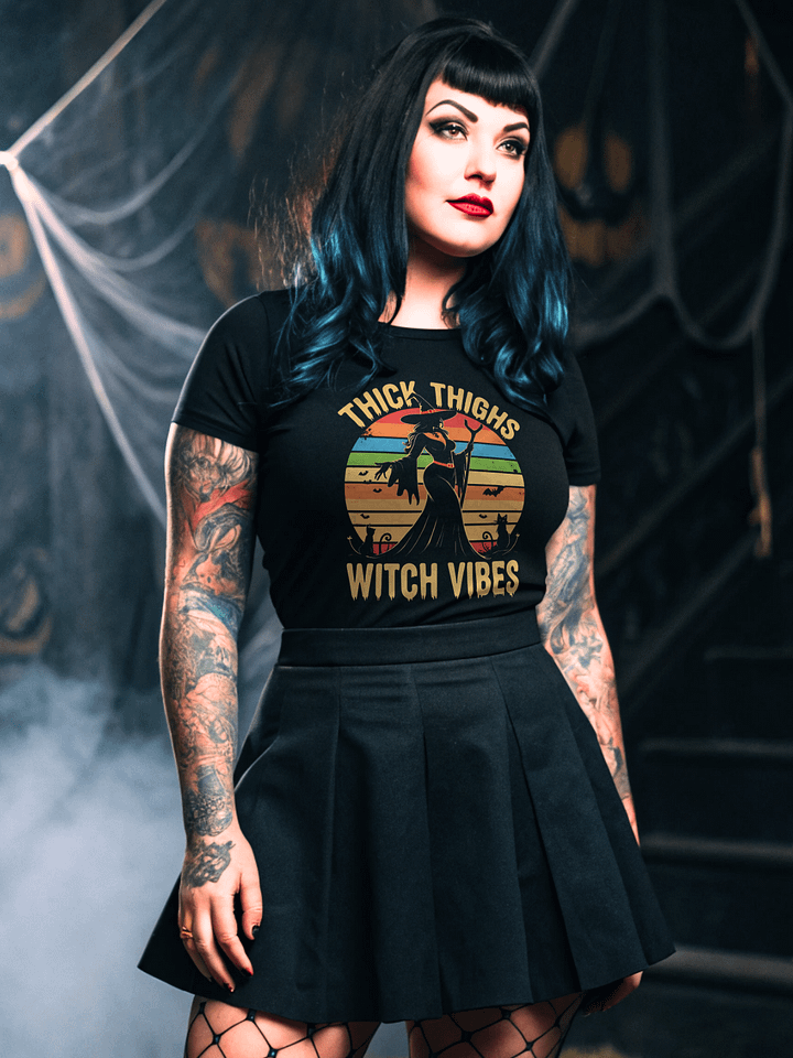Retro Thick Thighs Witch Vibes T-Shirt product image (2)