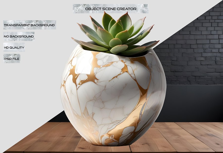 Collection: Marble Eternal – Shabby Chic Succulent Vase PNG product image (2)