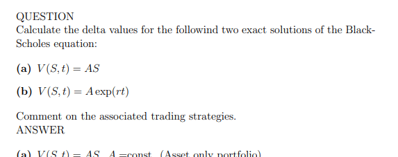 TD - Delta values for exact solutions of the Black-Scholes equation product image (1)