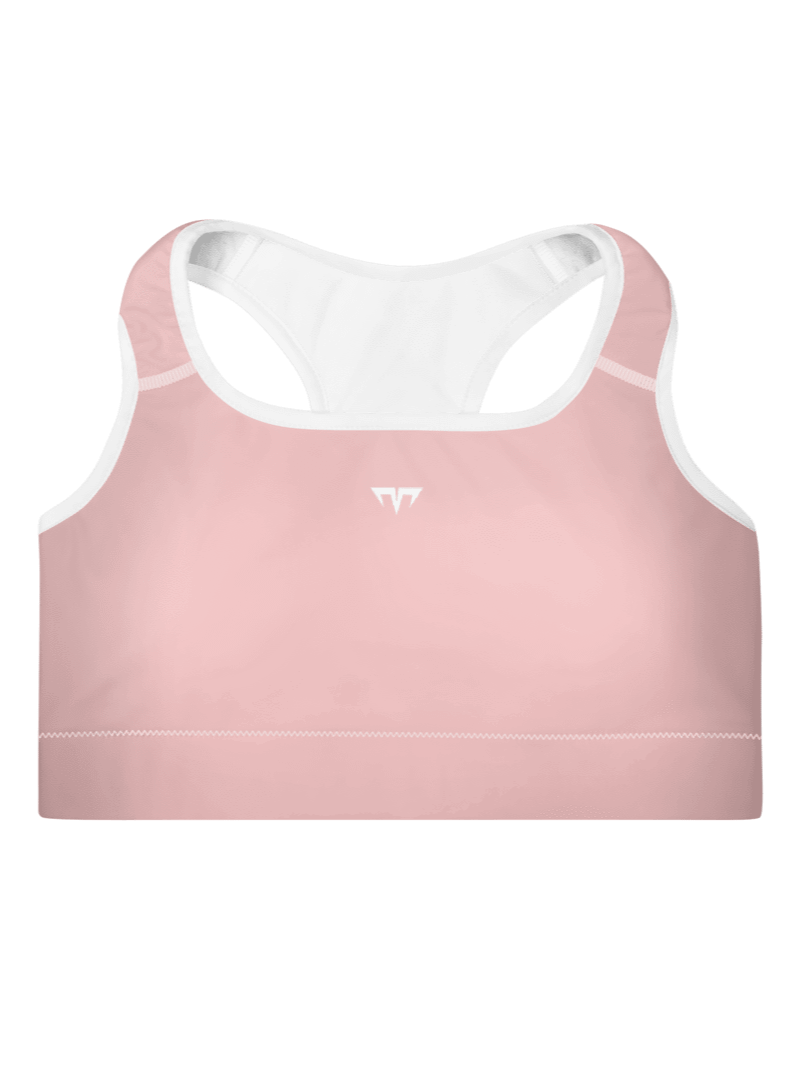 Women's Activewear - Padded Sports Bra Baby Pink/White - Printed White Logo product image (1)