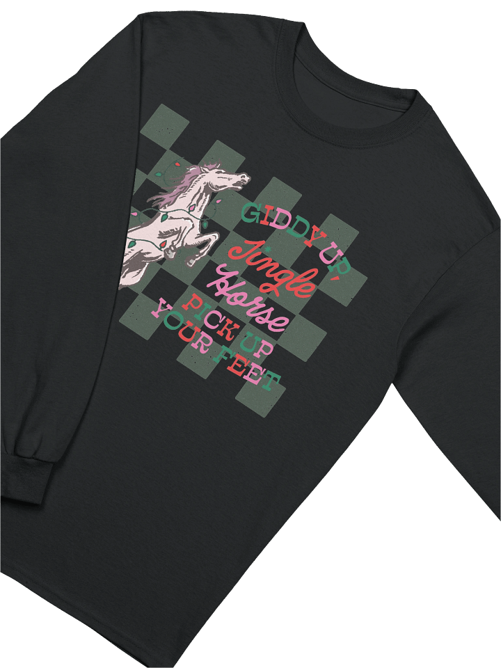 dark jingle horse printed long sleeve product image (1)