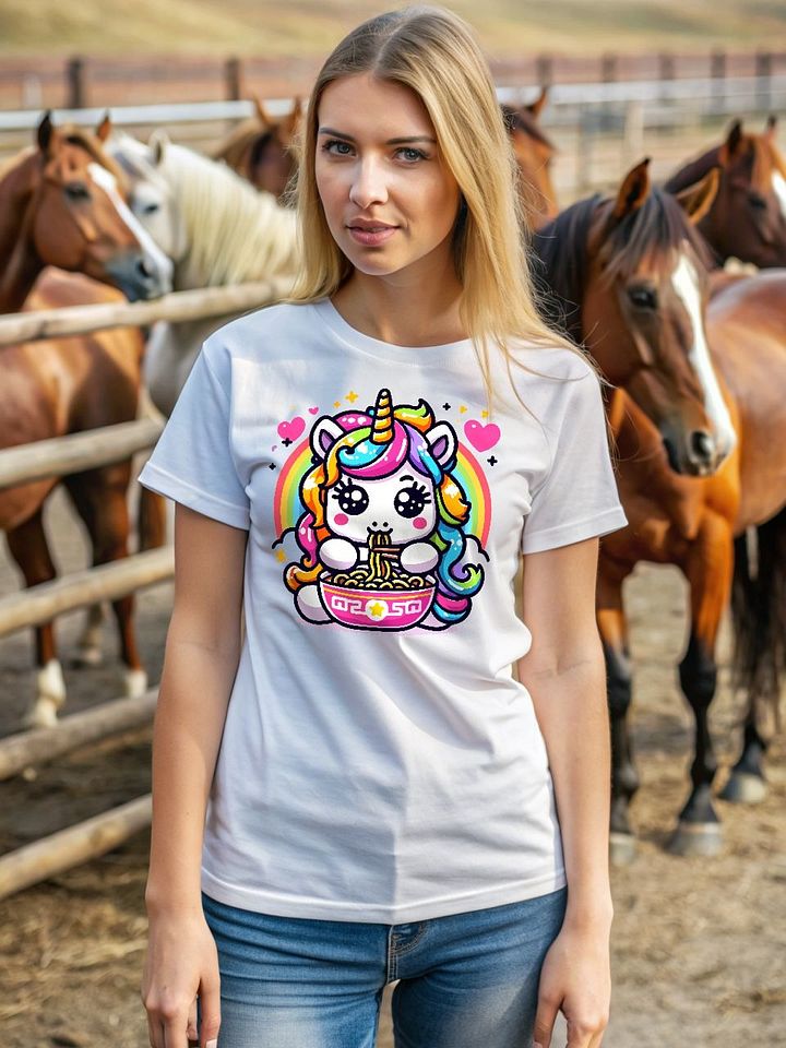 A cute Unicorn eating ramen noodles Triangular Spectrum Logo T-Shirt product image (2)