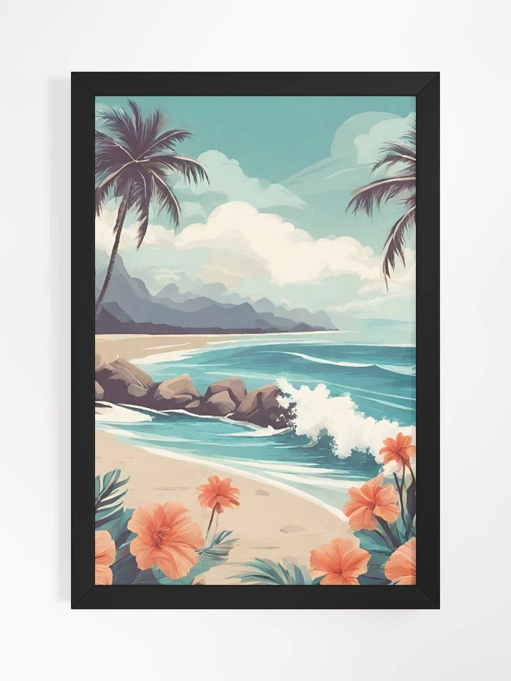 Tropical Beach, Ocean, Palm Trees, Hibiscus Flowers product image (1)