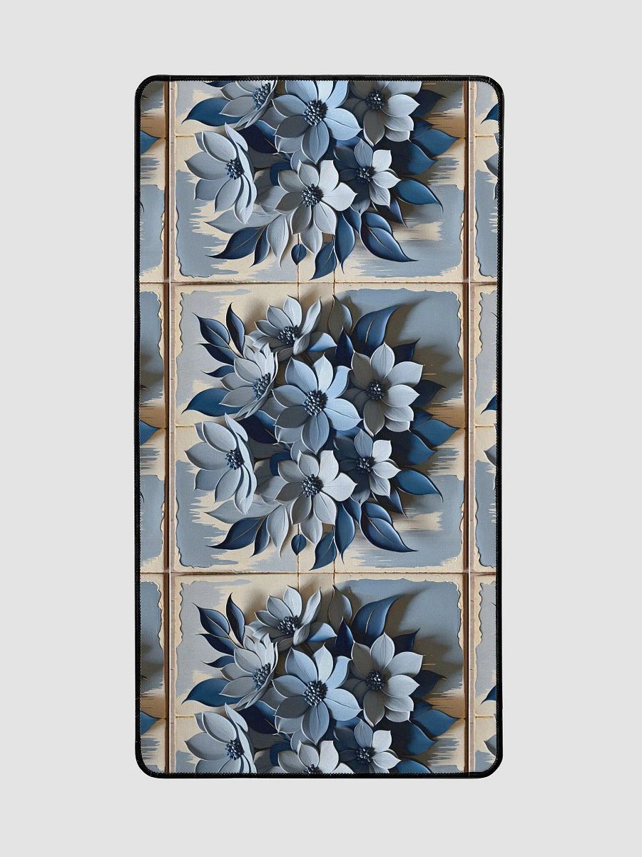 Desk Mat (31.5x15.5 inches) - Painted Tile Floral Pattern in Shades of Blue product image (2)
