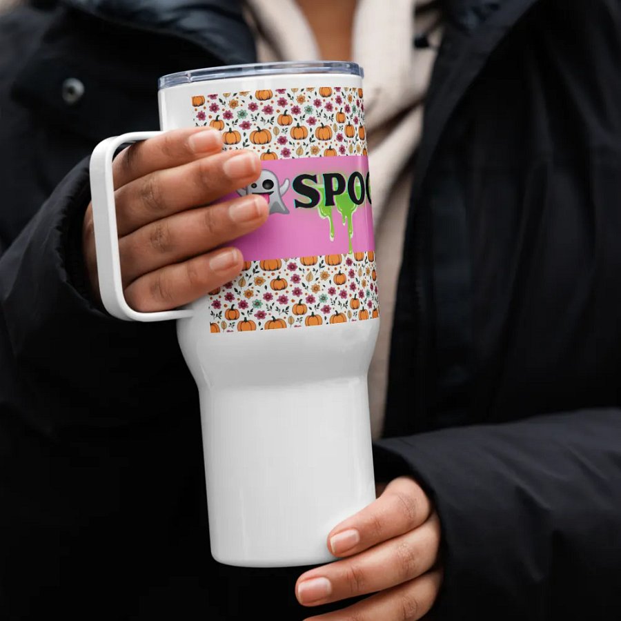 SPOOKY JOOCE Pink Patterned Travel Mug product image (4)