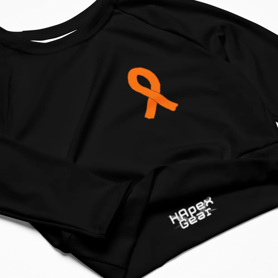 Recycled Long Sleeve Crop Top - Black - Cancer Awareness Orange Ribbon product image (4)
