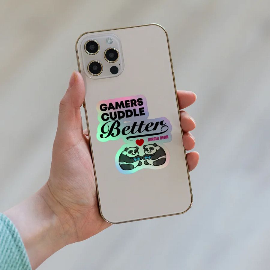 Gamers Cuddle Better Holographic Sticker product image (3)
