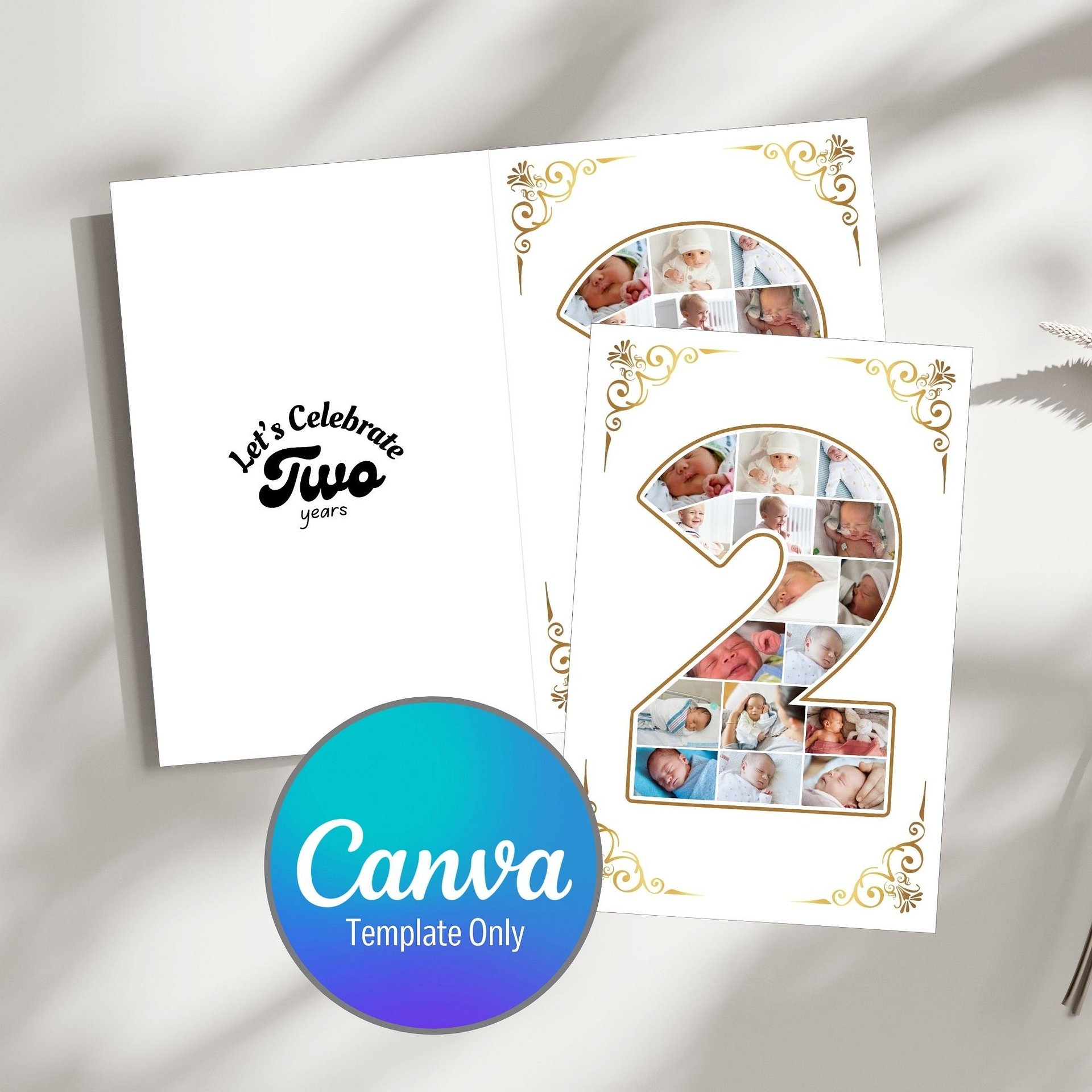Two Year Celebration Card Photo Collage Canva Template product image (1)