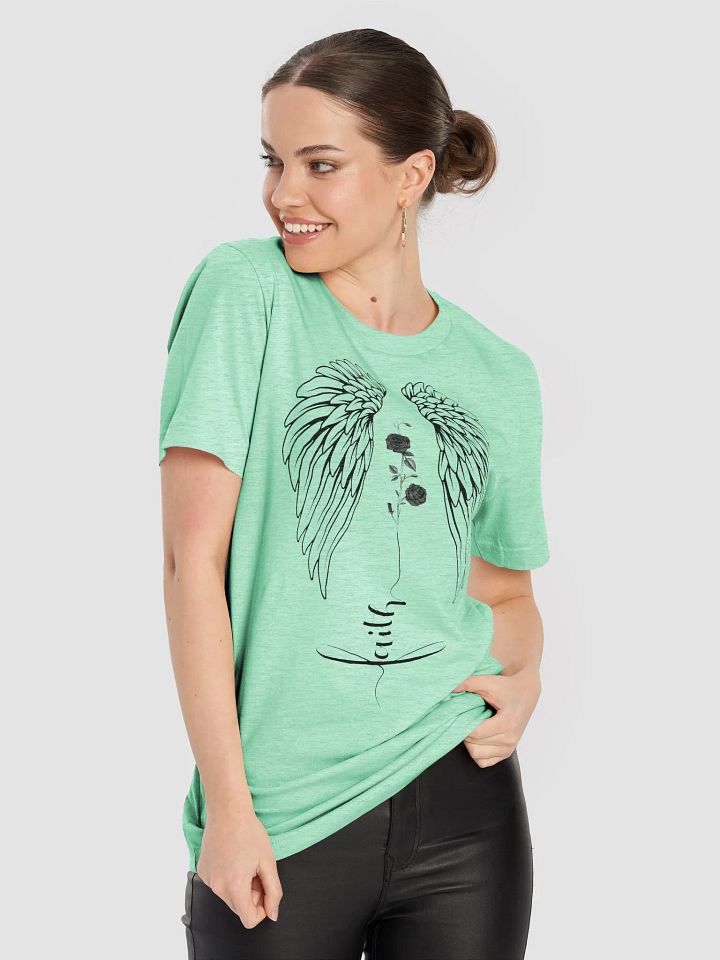 Wings, Roses and Whole Lot of Faith T-Shirt | Faithful Art Angel Wing T-Shirt | Spiritual Apparel product image (1)
