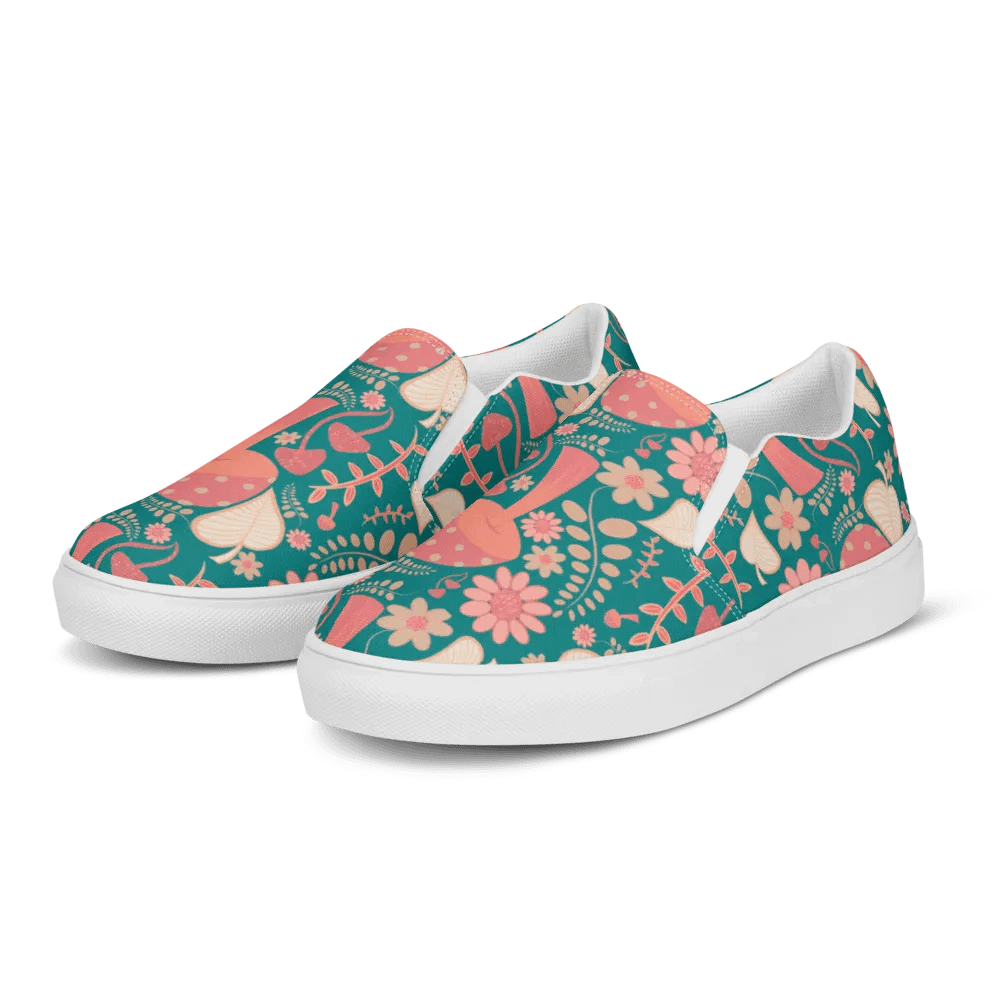 Whimsical Botanical Mushroom Bliss Slip-Ons product image (11)