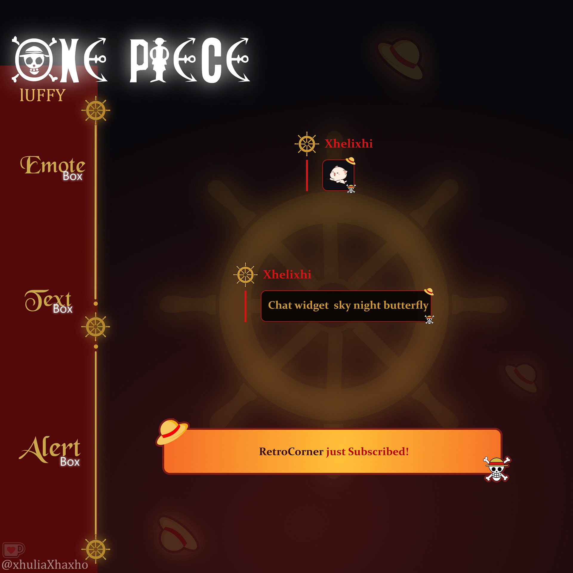 ONE - PIECE Chat Widget Animated, One Piece Chat Widget LuffyTheme, Chat Box and Alerts for Twitch, StreamElements, Chat Widget Animated product image (2)