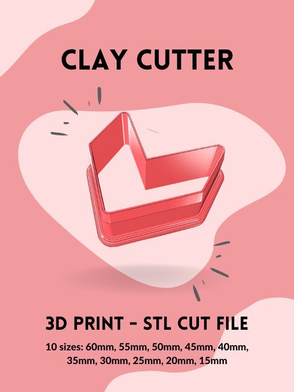 Chevron Shape Clay Cutter STL Cut File product image (1)