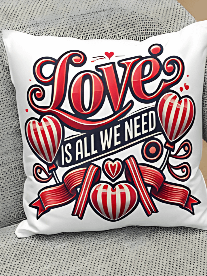 Valentine’s Day Lumbar Pillow Cover PNG – “Love Is All We Need” Design – 300 DPI Sublimation Artwork – Instant Digital Download – Romantic Pillowcase Design product image (1)