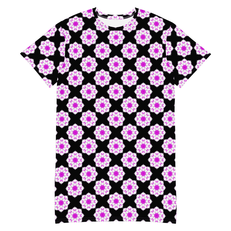 Abstract Repeating Pink Flowers T Shirt Dress product image (10)