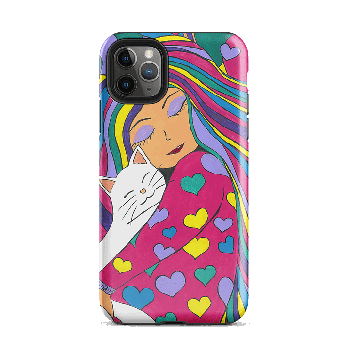 Girl with the white cat (art by Dina R.) acrylic painting picture - Tough Case for iPhone product image (26)