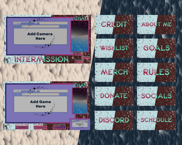 Crescent Moon-Themed Stream Overlays product image (1)