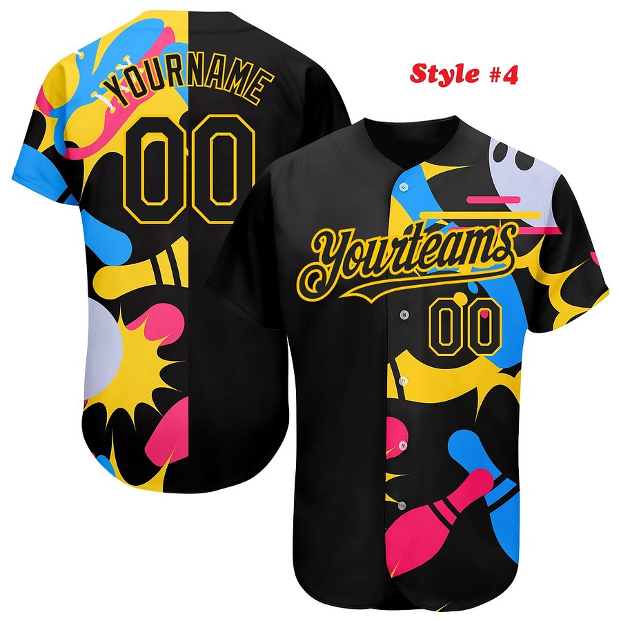 Authentic Baseball Jersey, Custom Baseball Jersey, Personalized Sport Jersey, Colorful, Number, Bowling product image (231)