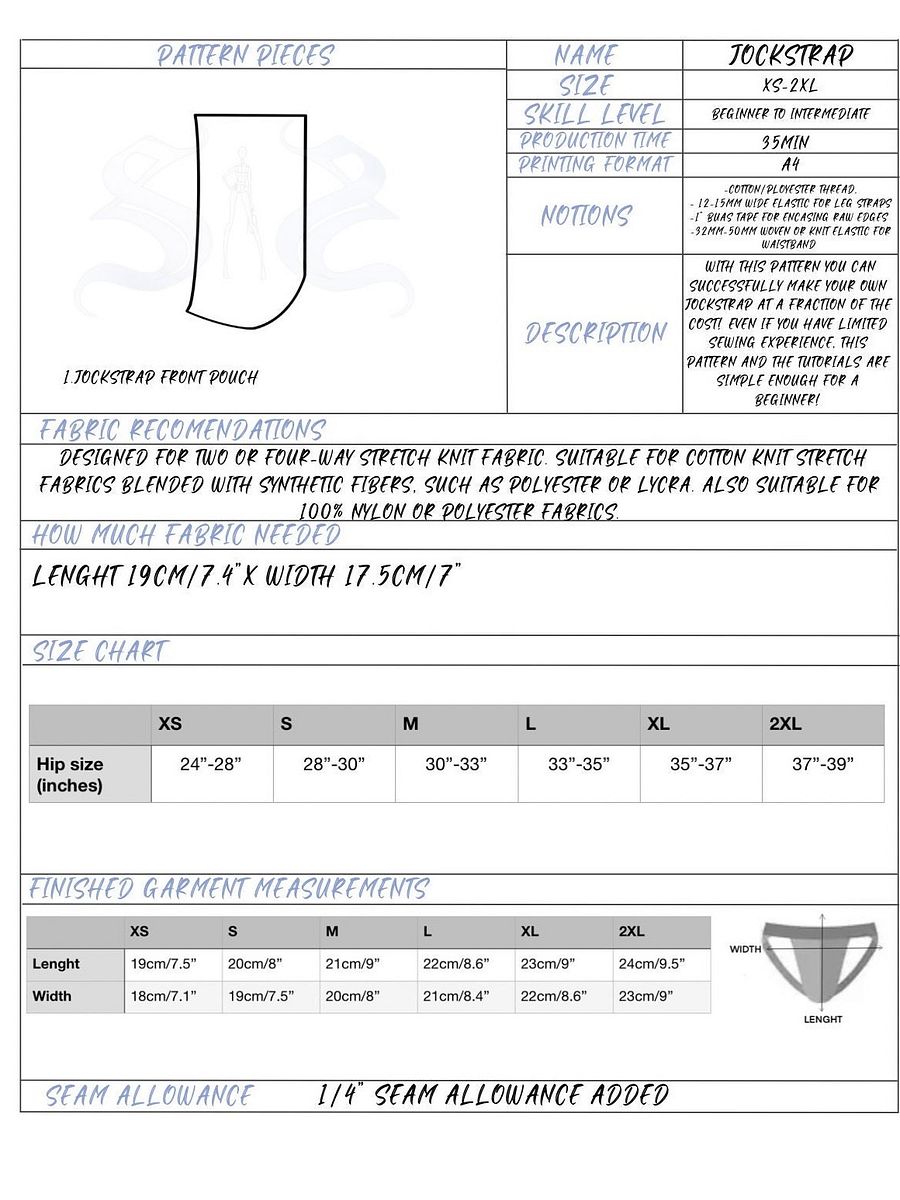 A set of Men’s underwear Sewing Patterns (briefs, bikini, thong, jockstrap) product image (3)