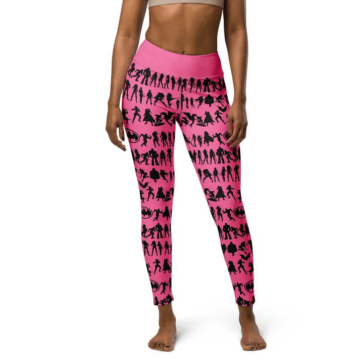 Heros Silhouettes Pattern PINK | All-Over Print Crossover Leggings with Pockets product image (1)