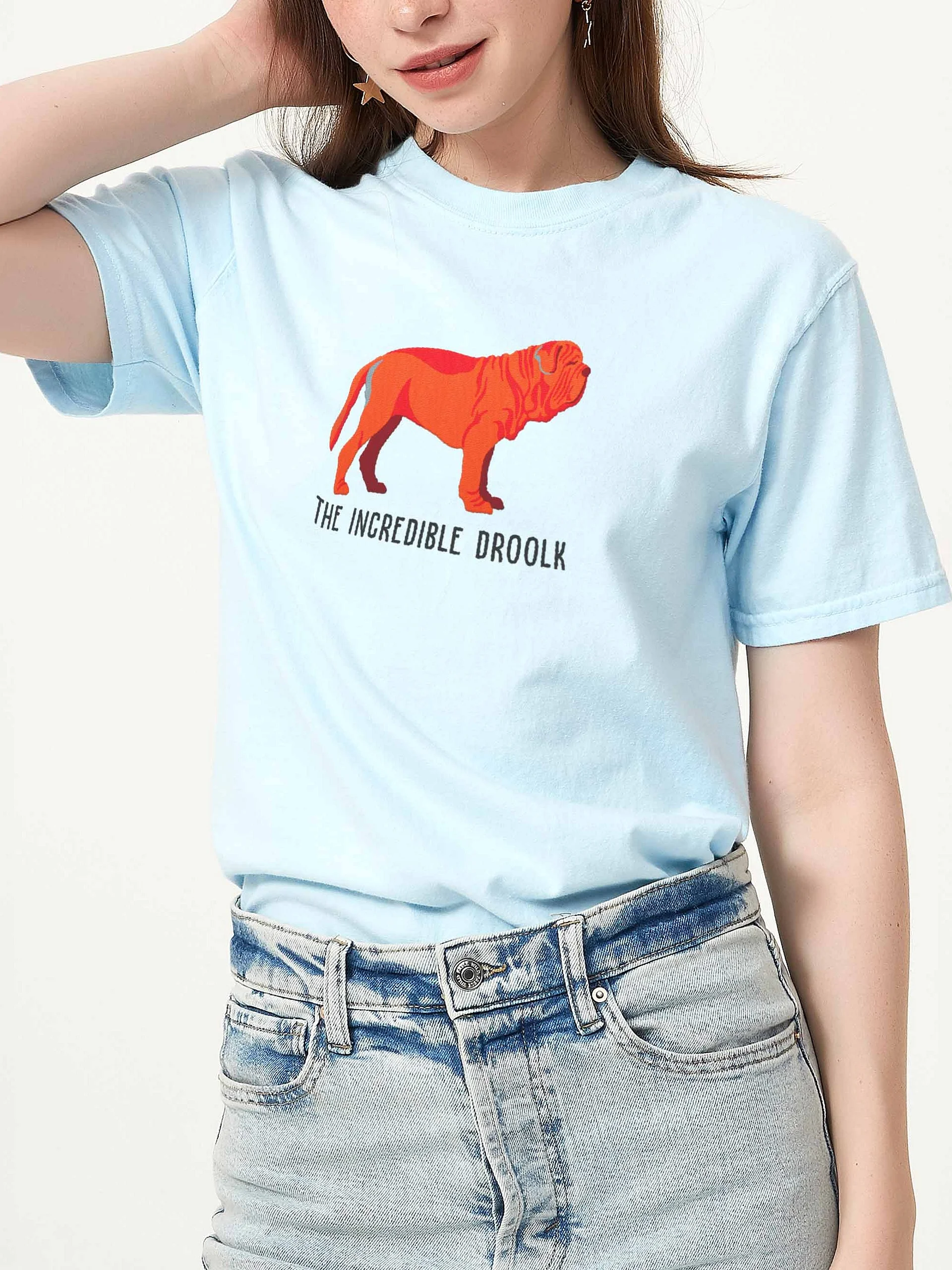The Incredible Droolk T-Shirt(Embroidered) of a Neapolitan Mastiff(Red) product image (2)
