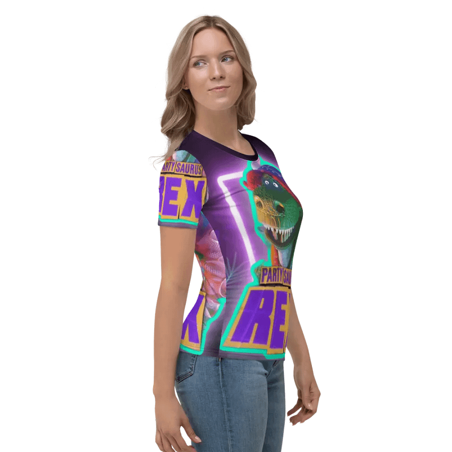 All Over Print Womens Crop Partysaurus Rex Tee product image (4)