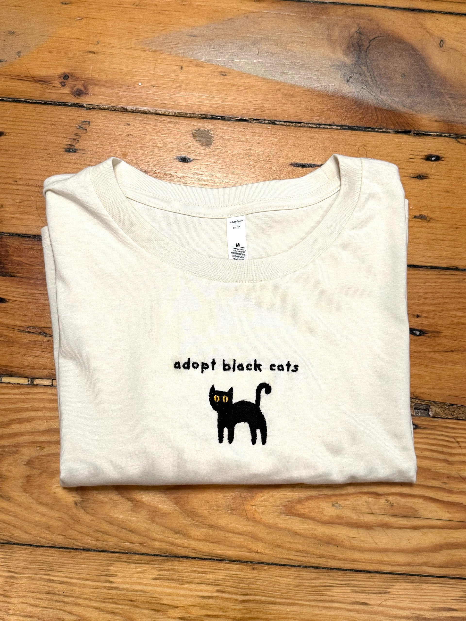 Adopt black cats embroidered crop top product image (3)
