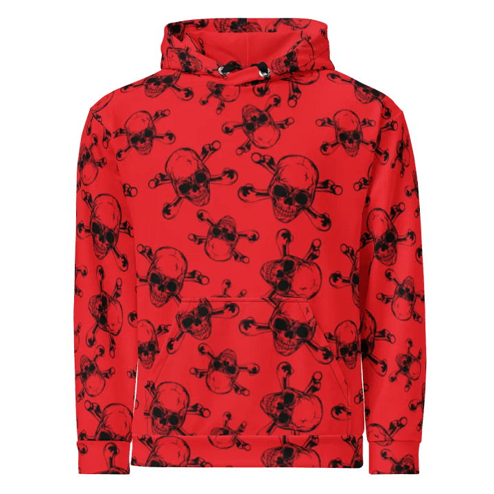 Skull & Bones - Red - All-Over Print Recycled Unisex Hoodie product image (1)
