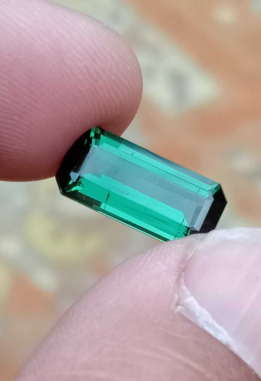 AFGHANI TOURMALINE LOOSE GEMSTONE EMERALD CUT GREEN COLOR STONE, 4.70 CARAT product image (6)