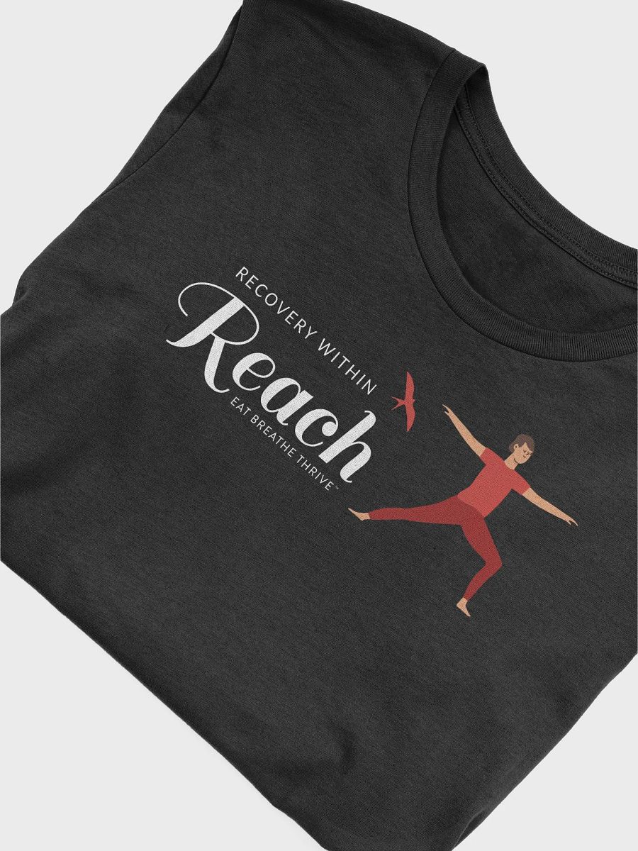 Recovery within Reach | black t-shirt, warrior pose product image (5)