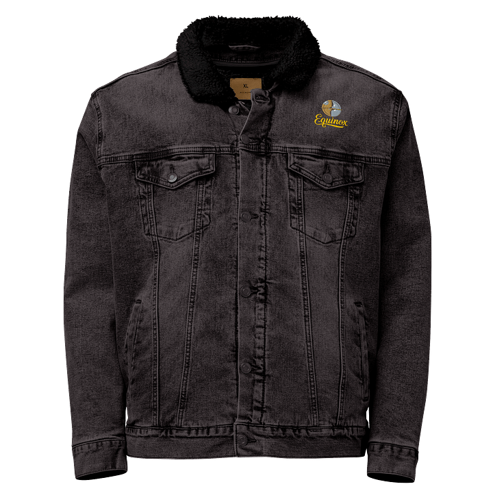 Equinox Unisex Sherpa Denim Jacket - Black & Light Denim, Celestial Design, Heavyweight product image (1)