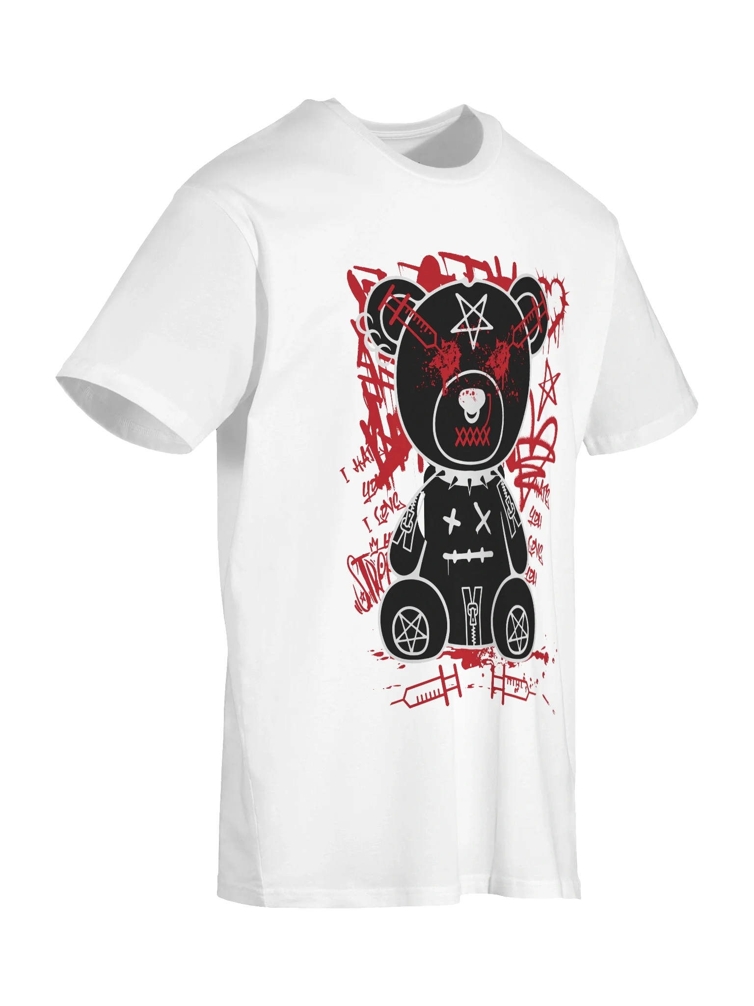 Graffiti Occult Bear Unisex White T-Shirt product image (4)