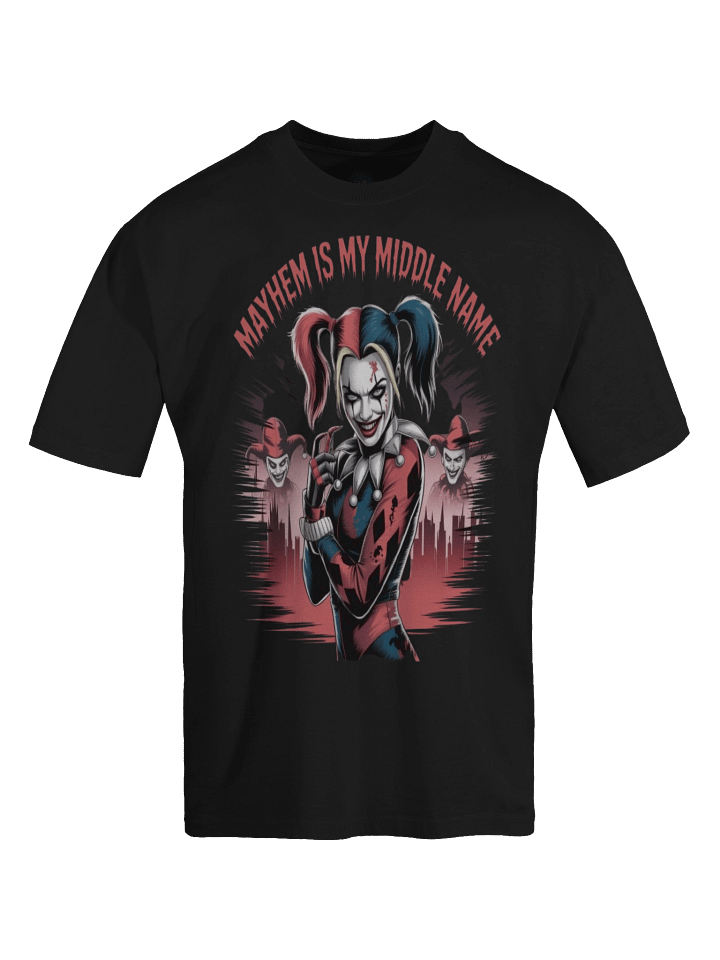 Harley Quinn 'Mayhem is My Middle Name' Oversized Faded T-Shirt product image (1)