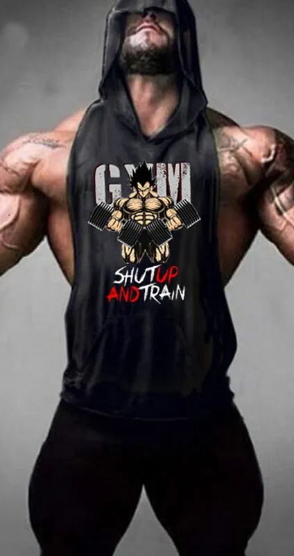 Men's Workout Hooded Tank Tops Bodybuilding Muscle T Shirt Sleeveless Gym Hoodie product image (1)