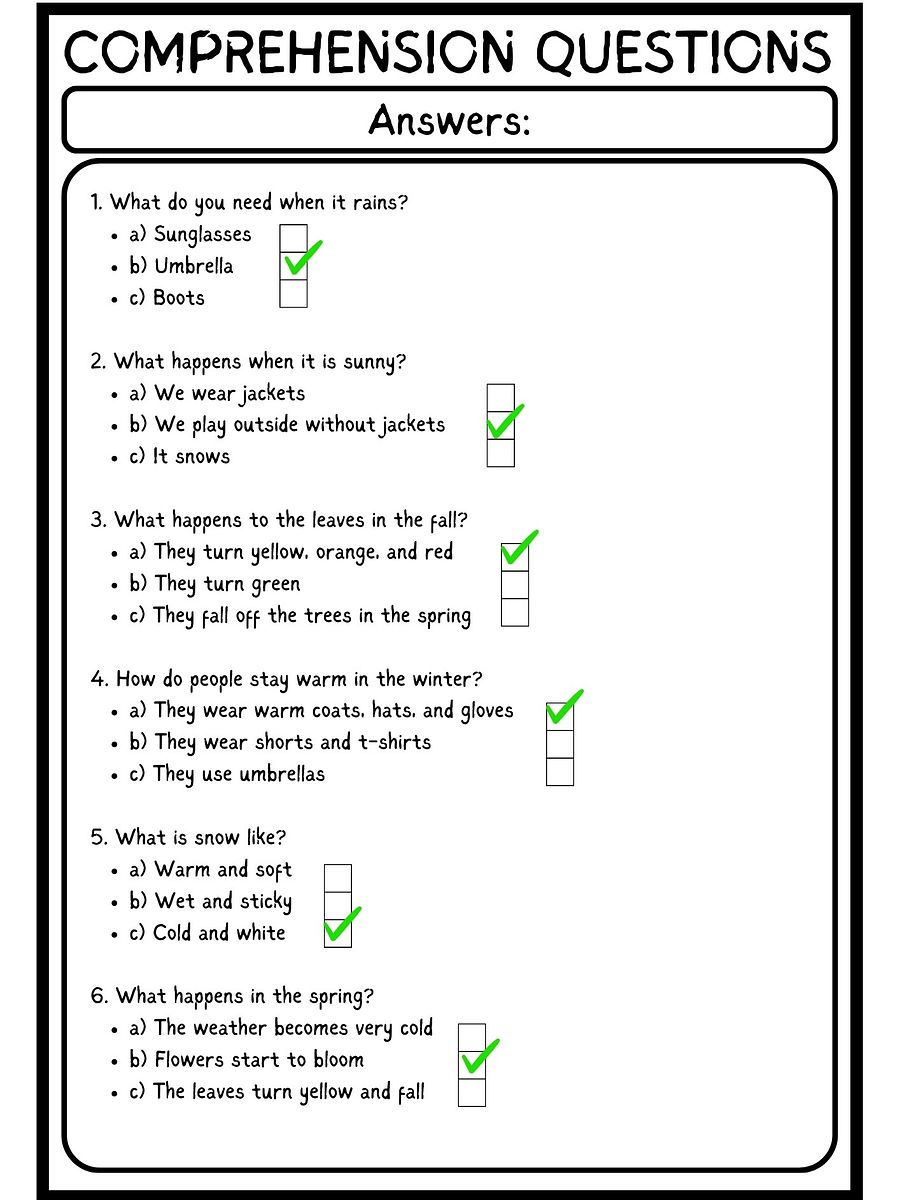weather reading comprehension activities for grade 1 product image (4)