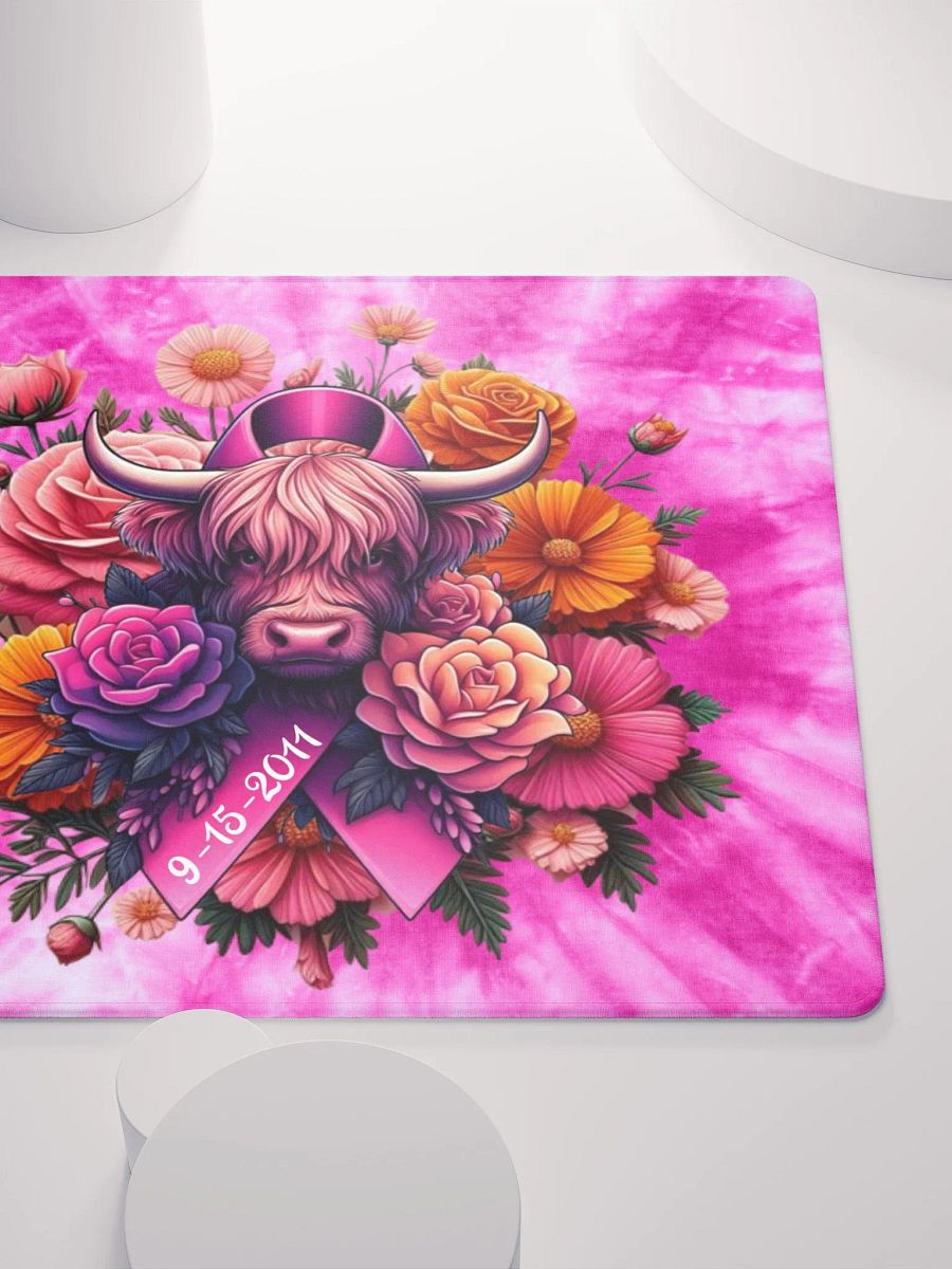 Highland Cow Blooms Breast Cancer Awareness Gaming Mouse Pad product image (9)