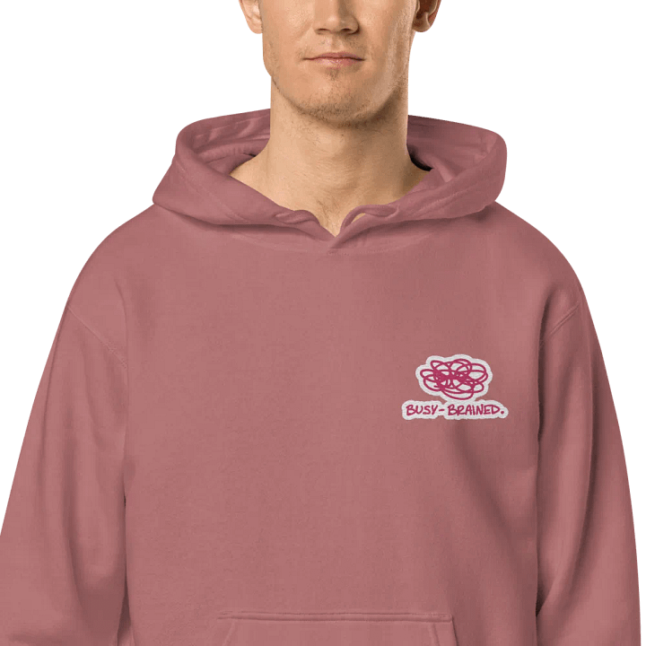 BUSY-BRAINED (L.C. pink bubble design) embroidered pigment hoodie product image (1)