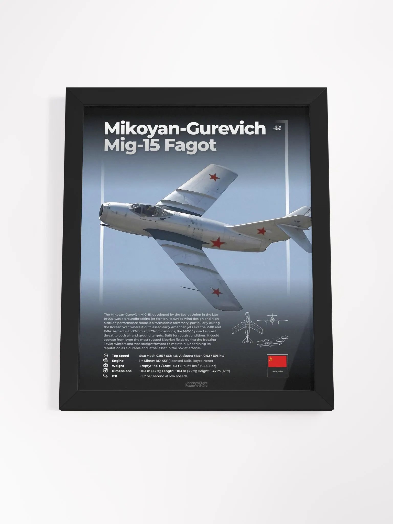 Mikoyan-Gurevich Mig-15 Fagot Aviation Spec Poster product image (4)